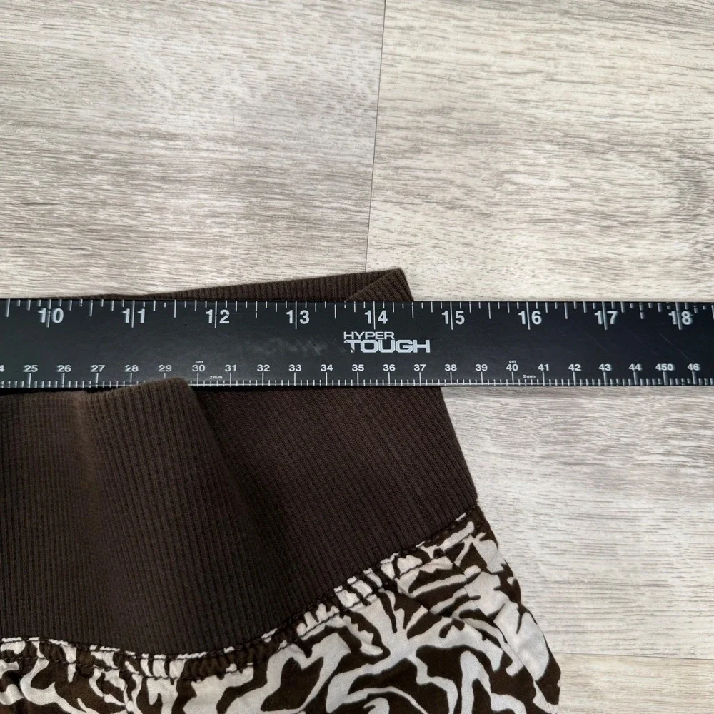 Ann‎ Taylor Loft Brown White Damask Floral Mini Skirt Ribbed Waist Small